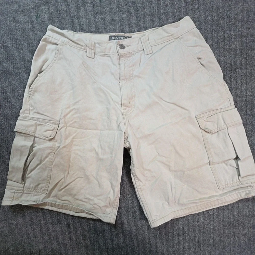 Levis Cargo Shorts Mens 34 Beige Canvas Relaxed Fit Workwear Utility Summer